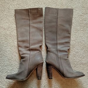 Daniblack knee high suede grey brown boots, sz 9
